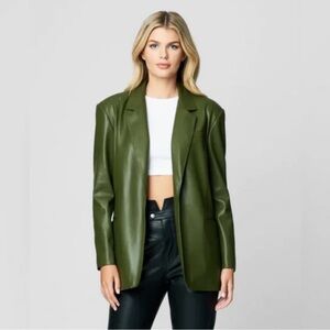Blank NYC Olive Leather Blazer
